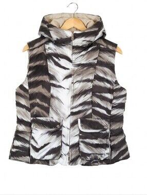 Bogner Women's Hooded Tiger Print Ski Puffer Vest Jacket Size US 10